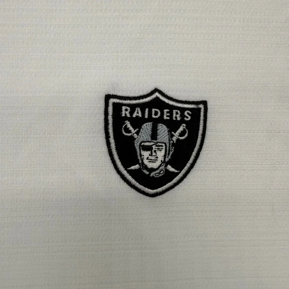 Nike Polo Shirt Mens XL White Las Vegas Raiders NFL Onfield Dri-FIT Long Sleeve